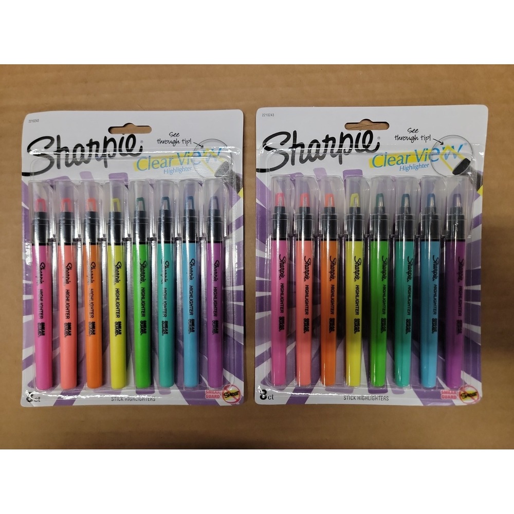 Lot of 2 8 Packs Sharpie 1966798 Clearview Pen-Style Highlighter Fine Chisel Tip